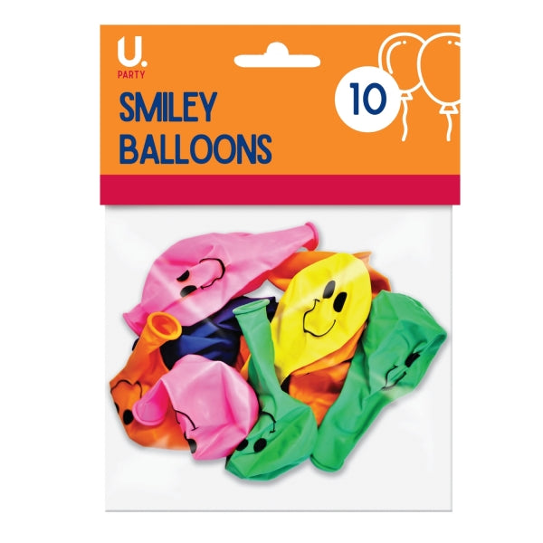 Smiley Balloons 10Pk Smiley Balloons 10Pk